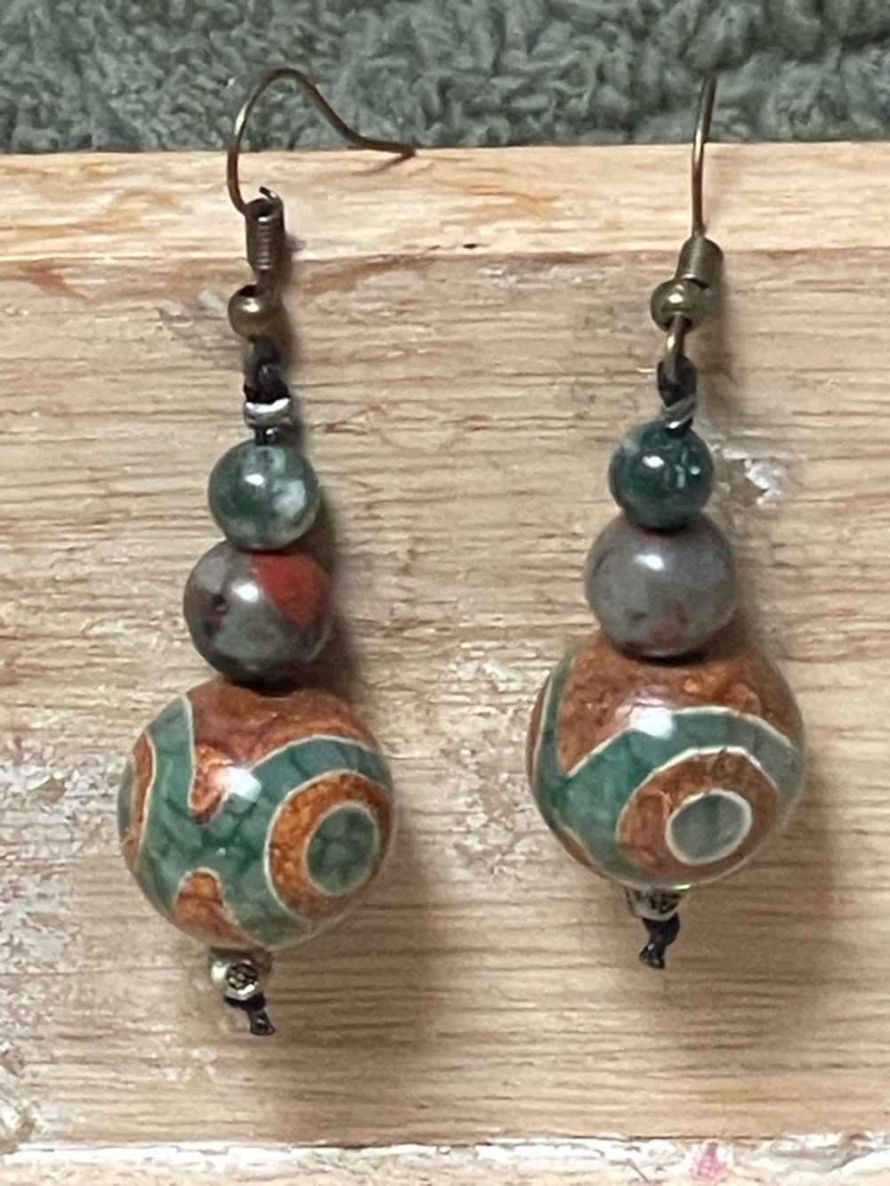 Handmade Artisan Crafted Brown Ceramic Beaded Drop Earrings